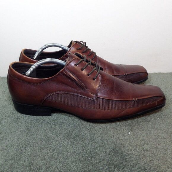 Reaction by Kenneth Cole "Self Review" Brown Leather Dress Shoes Men's Size 11 - Picture 1 of 9